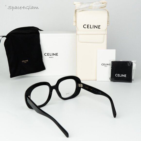 Celine Women Eyeglasses Black Demo Oval CL50162I 3 DOTS 001 NEW AUTHENTIC - Picture 8 of 8